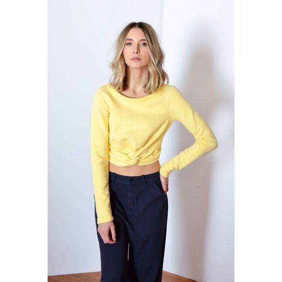 Rachel Comey Tops - Rachel Comey Argento Twist Front Light Yellow/Spring Green Cropped Sweatshirt